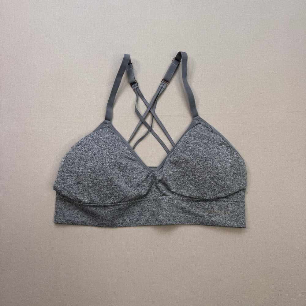 Danskin Intimates Gray Heather Strappy Back Seamless Bralette Large